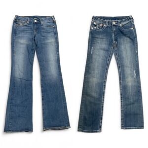 True Religion Women's Denim Jeans Size 27 Bootcut Medium Wash Made in USA 2 Pair